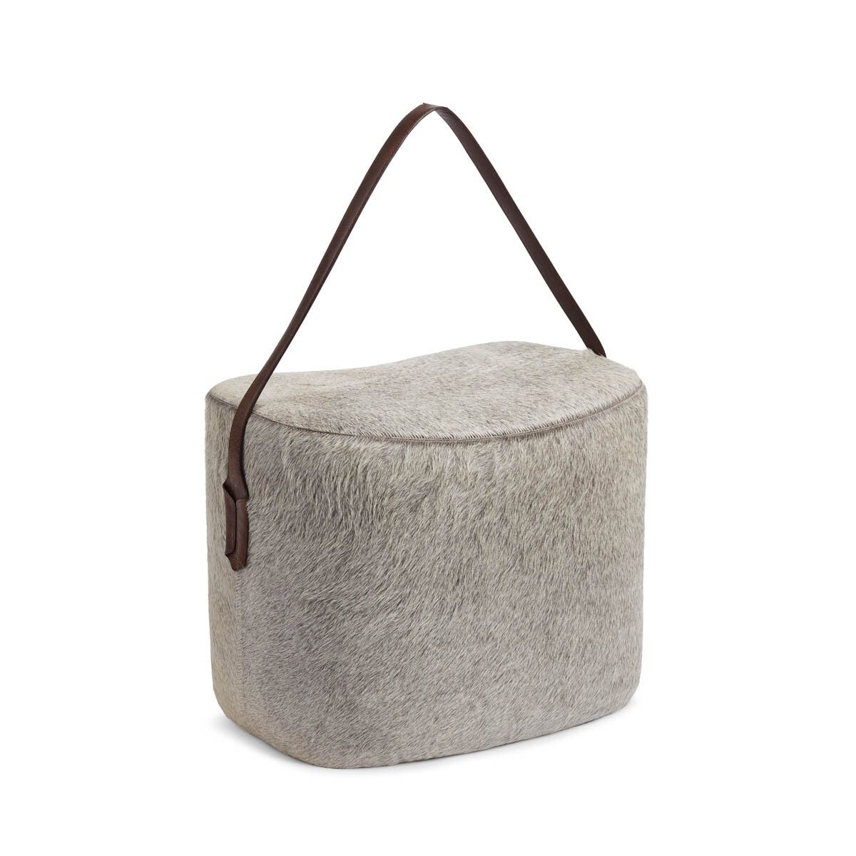 Puf med hank | Koskind | 45x35x38 cm