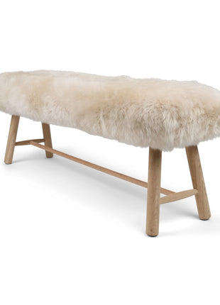 Bænk med lammeskind | Egetræ