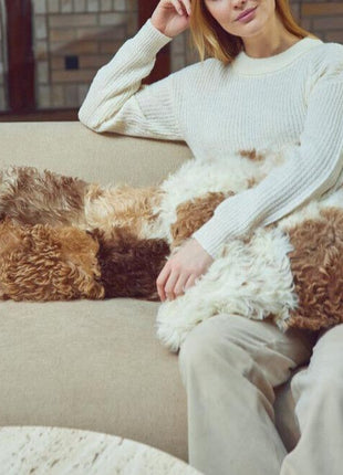 Lammeskindspude | Korthåret | Toscana | Dobbeltsidet Sort/Hvid Mix