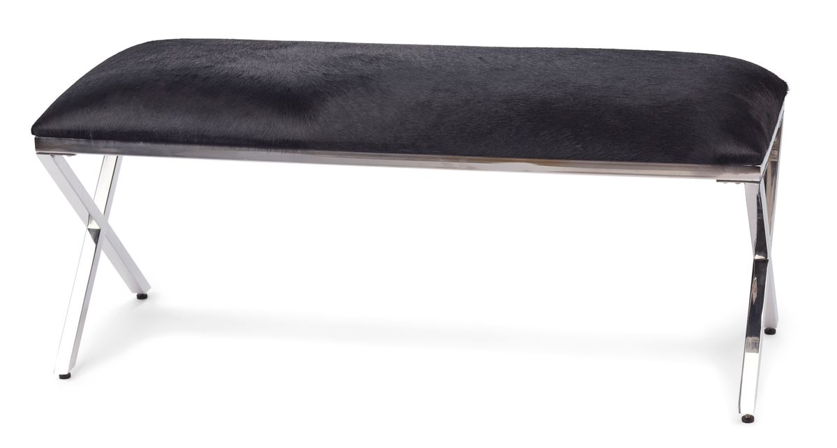 Bænk | Koskind | 110x45x45 cm Dybsort