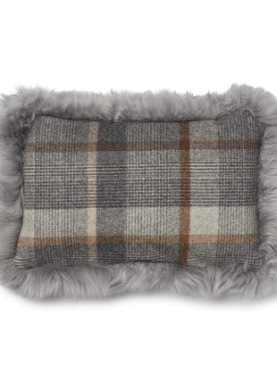 Dobbeltsidet pude | Langhåret | 34x52 cm Tern - Grå/Lysegrå