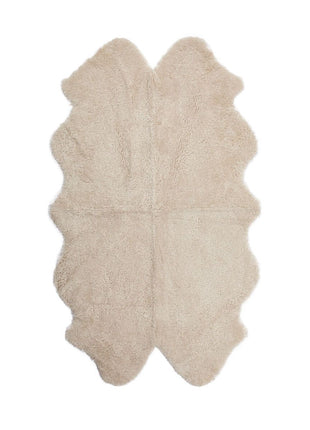 Firdobbelt Lammeskindstæppe | New Zealand | Korthåret | 170x110 cm Beige