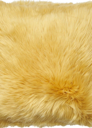 Lammeskindspude | Langhåret | Dobbeltsidet | 45x45 cm Koral Gul