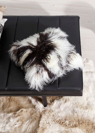 Lammeskindspude | Langhåret | 28x56 cm Gylden Hvid