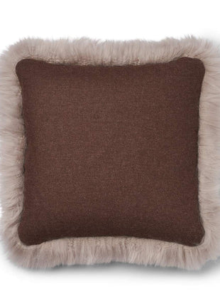 Pude af uld | Langhåret | 52x52 cm | 34x52 cm Brun / Dove