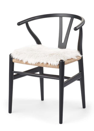 Sædehynde | Lammeskind | Langhåret | 37x37 cm Hvid