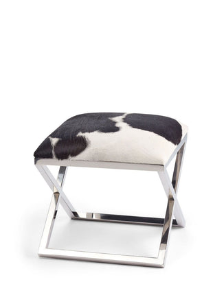 Skammel | Premium koskind | 45x45x45 cm Salt / Peber / Sort / Hvid