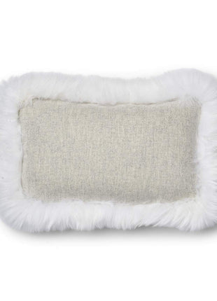Pude af uld | Langhåret | 52x52 cm | 34x52 cm Sølv / Hvid