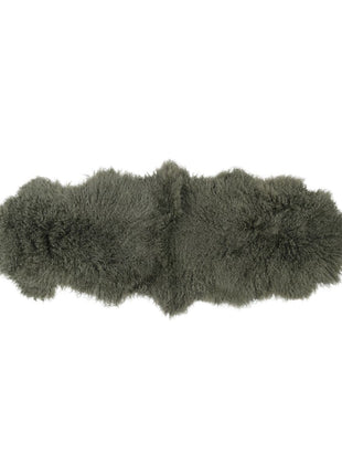 Dobbelt lammeskind | Tibet | 150x55 cm Mørkegrøn