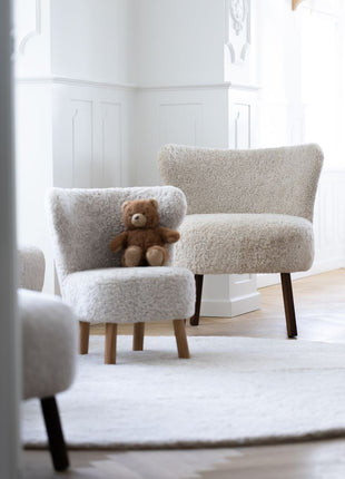 Korthåret Designtæppe af Lammeskind | D180 cm Beige