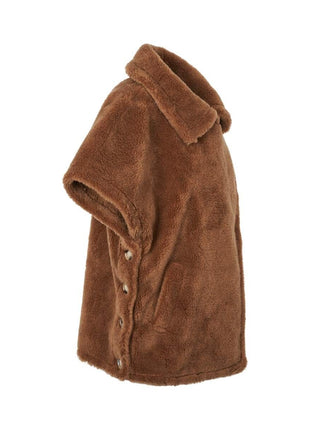 Antonella Poncho of 100% Lambs Wool Teddy Brun