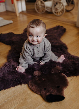 Bjørnetæppe | Langhåret | New Zealand | 130x80 cm Brun