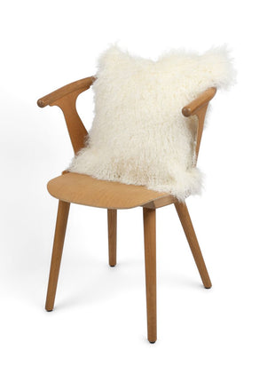 Lammeskindspude | Krøllet | Tibet | 50x50 cm Hvid