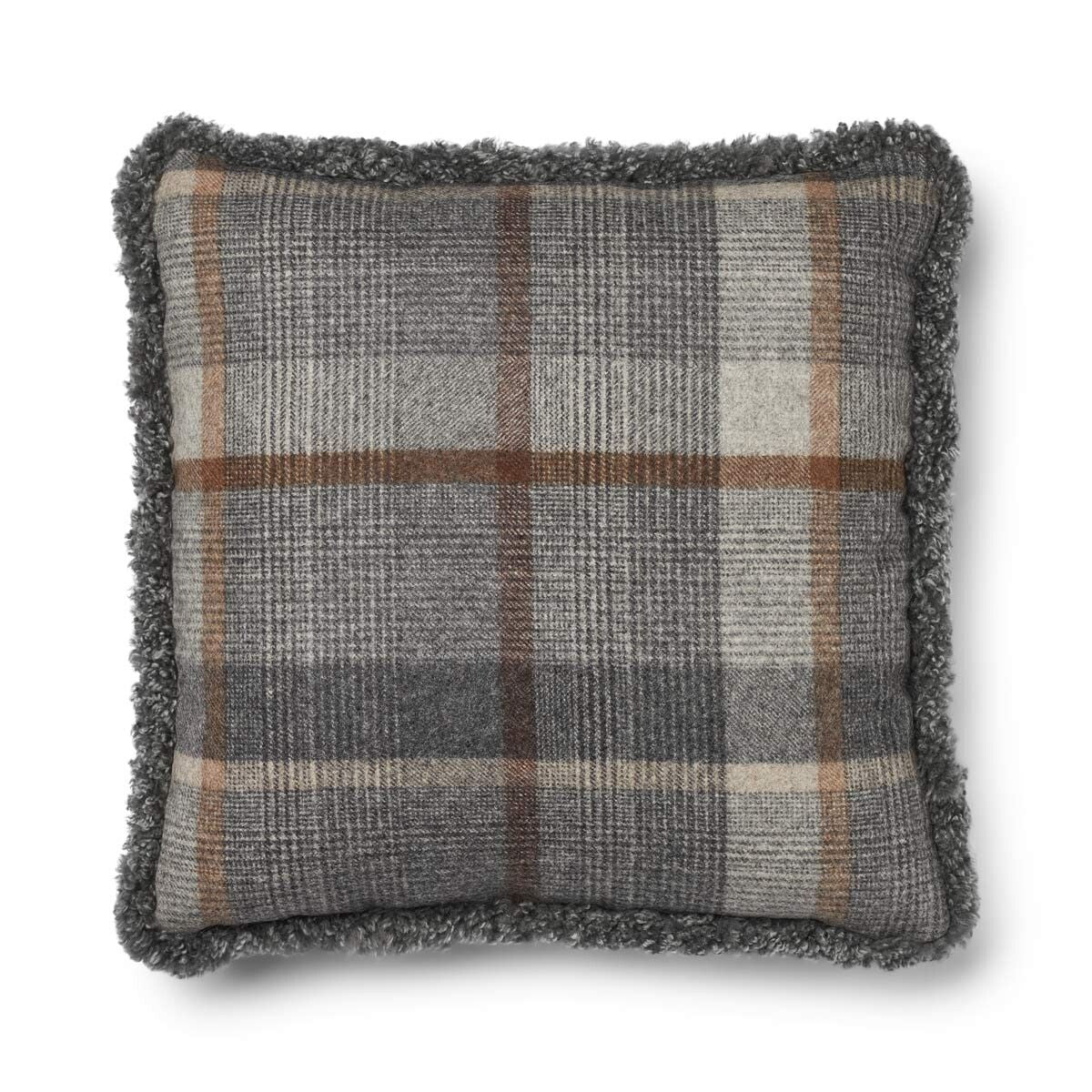 Checked Collection | Uldpude | Korthåret | Dobbeltsidet | 52x52 cm | 34x52 cm Glencheck-Grå/Lysegrå