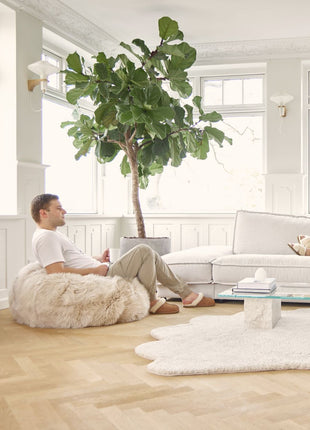 Sækkestol | Lammeskind | Langhåret | 73x74 | 92x93 cm Sort