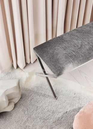 Bænk | Premium koskind | 110x42x45 cm Naturgrå