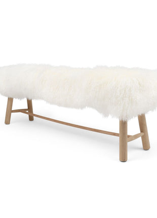 Bænk med Tibet lammeskind | Egetræ