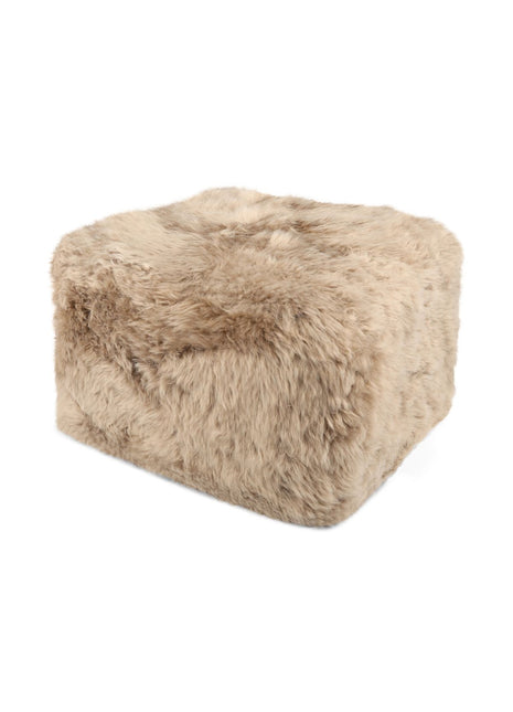 Firkantet puf | Langhåret | New Zealand | Læderbagside