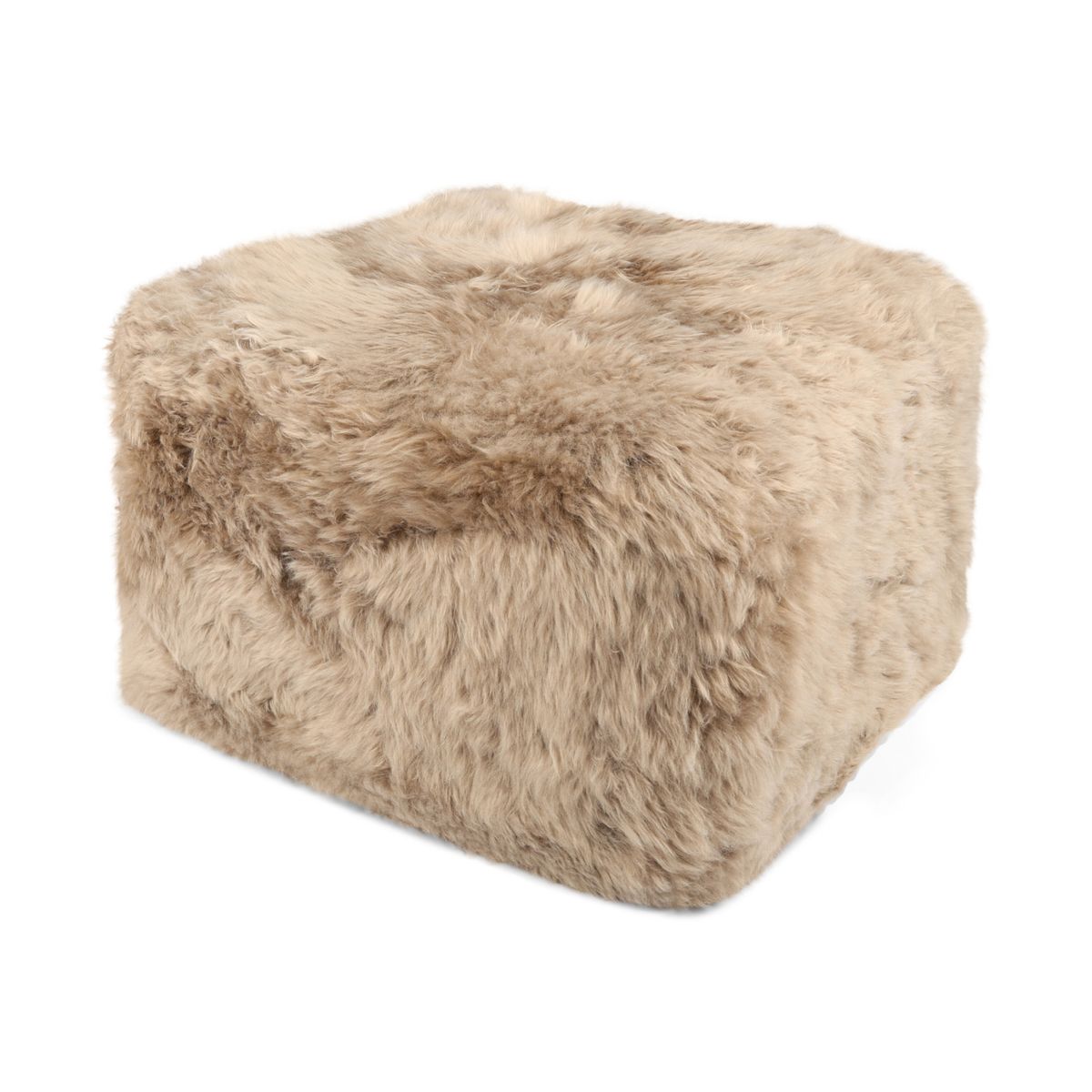 Firkantet puf | Langhåret | New Zealand | Læderbagside
