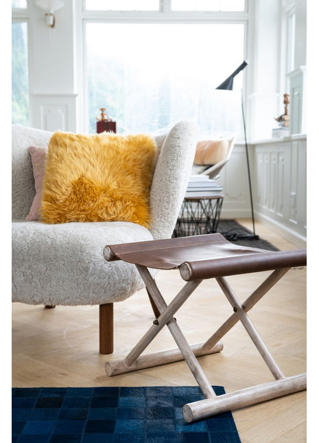 Taburet | Kalvelæder | 40x40x33 cm