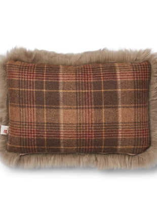 Pude af uld | Langhåret | 52x52 cm Kakao–Mørkebrun/Taupe
