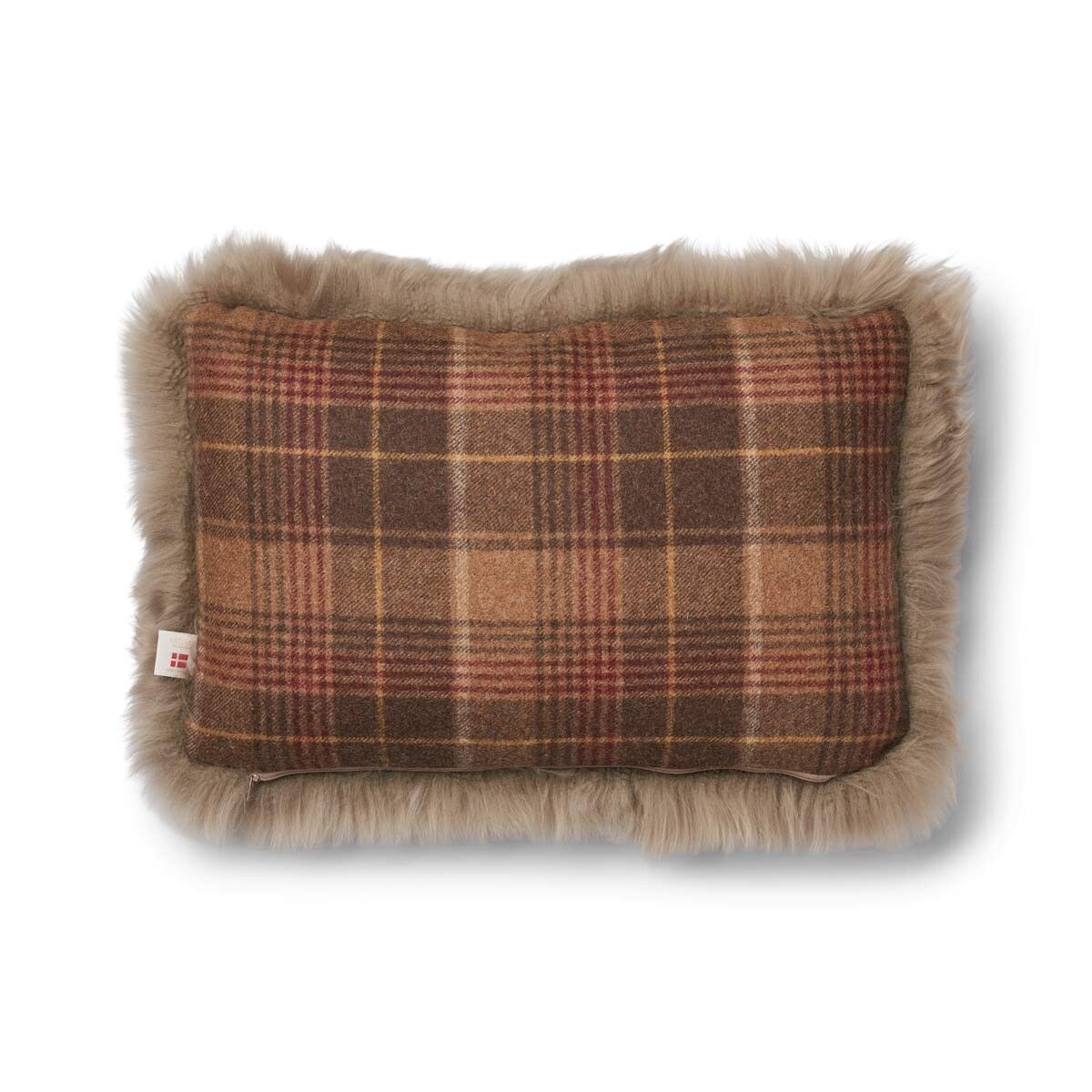Checked Collection | Uldpude | Langhåret | 52x52 cm | 34x52 cm Kakao–Mørkebrun/Taupe