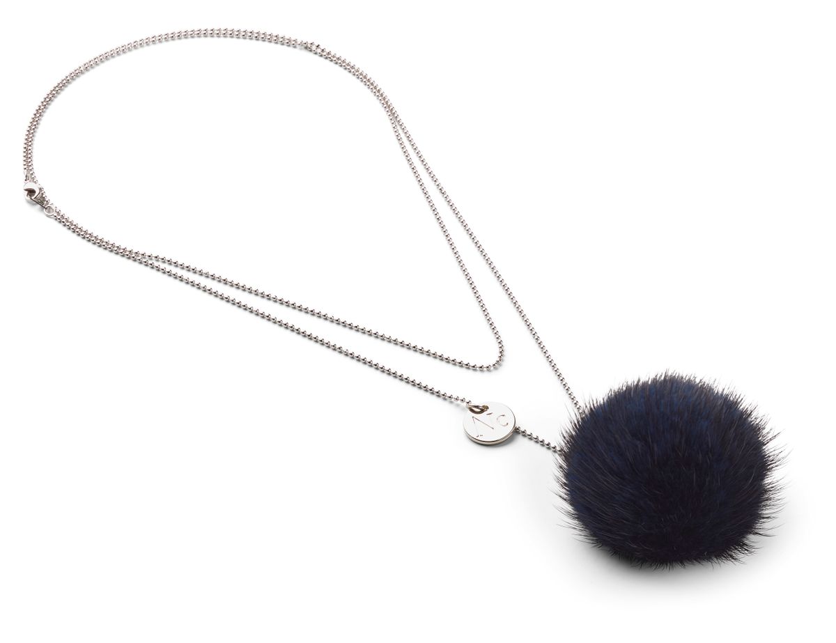 Halskæde Pom Pom Marineblå
