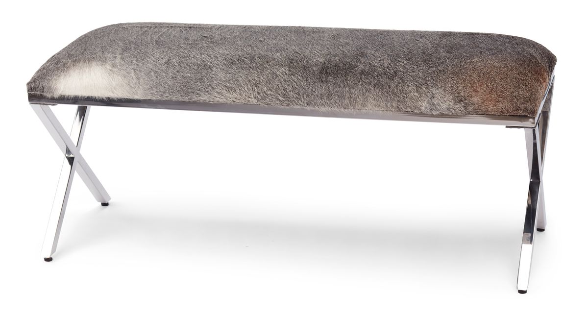 Bænk | Koskind | 110x45x45 cm Naturgrå
